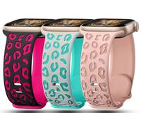 Correa deportiva con estampado de leopardo compatible con Apple Watch para mujer de 41 mm, 40 mm, 38 mm, 49 mm, 45 mm, 44 mm, 42 mm, silicona suave con estampado de guepardo