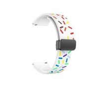 Correa deportiva con hebilla plegable mag nética apta Compatible con Amazfit Cheetah Pro / Correa de silicona suave y agradable for la piel redonda apta Compatible con Amazfit GTR GTS Bip(White Rainbo