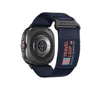 Correa deportiva de nailon for Samsung Galaxy Watch 7 Ultra, pulsera for GALAXY ULTRA 47MM, sin huecos, correa con extremo curvo(Midnight blue travle,L)