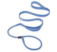 Correa deslizante para perro, correa de entrenamiento para perros con doble asa, correa y collar de cuero suave, correa de nailon resistente, sin tirones, para perros medianos y grandes, 6 pies, azul