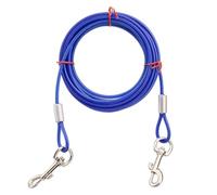 Correa doble de alambre de acero para dos perros 3M/5M/10M cable de amarre para mascotas al aire libre, cinturón de plomo azul rojo blanco (10 m, azul, 5 mm de grosor)