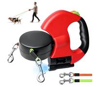 Correa doble para 2 perros - 3 metros, correa retráctil y extensible para perros con función de luz, mango ergonómico y carrete