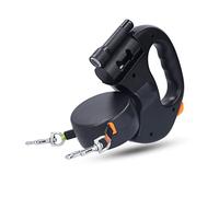 Correa Doble para 2 Perros, Correa para Perro, enrollador para Perros hasta 25 kg/55 Libras, Cinta de Nailon sólido Extensible con Costuras Reflectantes Luminosas, 360º sin