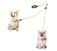 Correa doble para 2 perros, sin enredos, para 2 perros, giratoria 360°, correa reflectante con asas acolchadas, entrenamiento para perros pequeños, medianos y grandes (verde, mediano)