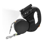 Correa Doble para Dos Perros, luz LED Plegable Impermeable con rotación de 360°, Correa Doble para Perro, retráctil, para Camping, Senderismo, Playa, Deportes al Aire y Recogida de excrementos