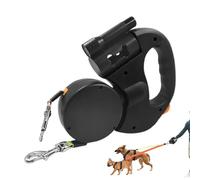 Correa Doble para Dos Perros, Mango Acolchado, Antideslizante, Herramienta Plegable con Luces LED Impermeables, Correa Doble retráctil para Perro, para Caminar al Aire, Playa, Senderismo, Correr