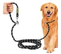 Correa Doble para Perro Ajustable, Negro Correa Multiposicion Perro 2,8 m Correas Perros Grande con Dos Cierres Correas Adiestramiento Perros con Bandas Reflectantes, Capacidad de Carga 200 kg