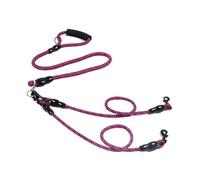 Correa doble para perro para 2/3 perros, giratoria antitorsión, ajustable y retráctil, mango acolchado para perros pequeños a medianos (morado, 2 cabezas)