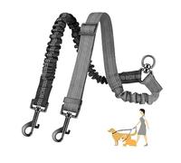 Correa doble para perros, correa de doble cara, correa dividida para caminar 2 perros, correa reflectante ajustable, cinturón de seguridad Bungee para coche para perros pequeños, medianos y grandes