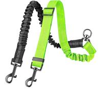 Correa doble para perros de 16 pies de largo - Correas dobles para adiestrar perros pequeños y grandes, elástico amortiguador ajustable (Light Green)