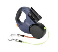 Correa doble para perros retráctil, telescópica, lisa, sólida y resistente a mordeduras, no es fácil de rasgar correa para perros con dos cordones largos de 3 metros hasta 50 LB azul