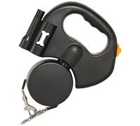 Correa doble retráctil para dos perros, correa doble para perro con linterna LED, 10 pies / 3 m, correa de control con una sola mano, dispensador de bolsas de desechos, color negro