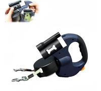 Correa doble retráctil para perro y correa para 2 perros pequeños, 10 m, extensible 360°, sin enredos, con luz LED, mango ligero para paseos, control de rotura y bloqueo con un botón (azul)