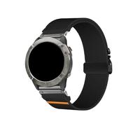 Correa elástica de nailon de 22 mm y 26 mm for Garmin Fenix 8, 7, 7X, 6, 6X y 5XPlus, con ajuste rápido.(Black Silver,22mm)
