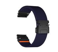 Correa elástica de nailon de ajuste rápido de 22 y 26 mm for pulsera deportiva for Garmin Fenix 8 E 7 7X 6 6X 5XPlus(Dark Blue Black,26mm)