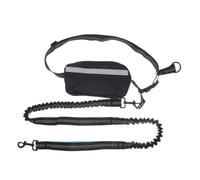 Correa Elástica para Perros con Riñonera Reflectante Portátil | Poliéster Negro, Diseño Bungee Multifuncional, Paseos Parque y Actividades al Aire Libre, para Dueños