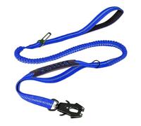 Correa elástica reflectante resistente para perros con cinturón de seguridad para coche para perros grandes - Correa táctica para mascotas anti-tiro(azul)