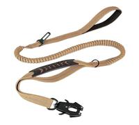 Correa elástica reflectante resistente para perros con cinturón de seguridad para coche para perros grandes - Correa táctica para mascotas anti-tiro(Khaki)