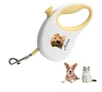 Correa Extensible para Perro Personalizado con Foto y Nombre, 3m Correa Perro Anti Tirones con Botón de Pausa y Bloqueo, para Pequeños/Medianos de hasta 15 kg