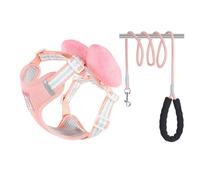 Correa for Perro Estilo Chaleco con Lazo arnés for Mascotas Shiba Inu Bichon Teddy Cadena for Perros(Pink,S)