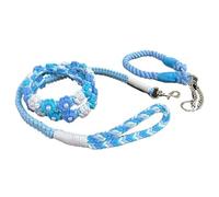 Correa for Perros Tejida a Mano con Collar de Cadena P, Suministros for Mascotas, Compatible pequeños y medianos Que pasean a Sus(Purple Set,L-Neck46-52cm)