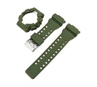 Correa + funda Compatible con Casio G-Shock GA-100/110/120/140 GD-100 GAX-100 GLS-100 Correa de reloj de silicona mate de goma(Army green)