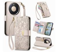 Correa Funda para Huawei Mate 80/80 Pro con Tapa,Carcasa Flip Libro Billetera de Cuero de PU,Cartera Case para Mujer con Soporte Plegable,Ranura para Tarjeta,Gris