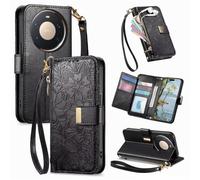 Correa Funda para Huawei Mate 80 Pro MAX con Tapa,Carcasa Flip Libro Billetera de Cuero de PU,Cartera Case para Mujer con Soporte Plegable,Ranura para Tarjeta,Negro