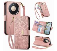 Correa Funda para Huawei Mate 80 Pro MAX con Tapa,Carcasa Flip Libro Billetera de Cuero de PU,Cartera Case para Mujer con Soporte Plegable,Ranura para Tarjeta,Rosa