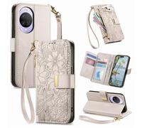 Correa Funda para Huawei Nova 15 con Tapa,Carcasa Flip Libro Billetera de Cuero de PU,Cartera Case para Mujer con Soporte Plegable,Ranura para Tarjeta,Gris