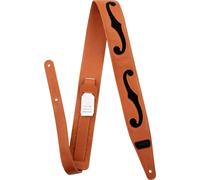 Correa Gretsch de cuero naranja y negro con orificio en forma de F