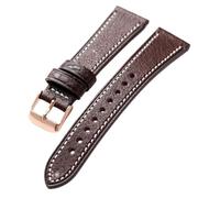 Correa hecha a mano 18 19 20 22 mm marrón azul verde cuero hombres estilo vintage liberación rápida reloj banda(Brown rose gold,22mm)