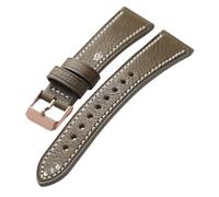 Correa hecha a mano 18 19 20 22 mm marrón azul verde cuero hombres estilo vintage liberación rápida reloj banda(Green rose gold,22mm)