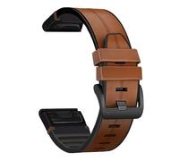 Correa Híbrida de Cuero y Silicona 22mm Compatible with Garmin Fenix 8/7/6/5, Tactix 8, Instinct 3/E, Descent G2 - Marrón
