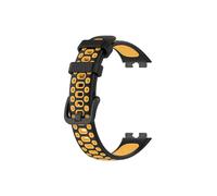 Correa Huawei Band 8 con Agujeros, Silicona Bicolor, Amarillo | Color: blanco