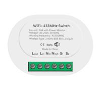 Correa Interruptor Inteligente RF433 WiFi Tuya 16A Interruptor de Luz MiniHome Relé de Disyuntor con Monitor de Potencia Aplicación Smart Life Voz para,A