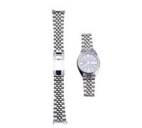 Correa Jubilee de 19 mm, plateada, con extremos curvos huecos y eslabones macizos atornillados, compatible con Seiko 5 SNXS73K1/SNXS75/SNXS77/SNXS79K1/SNX79J1