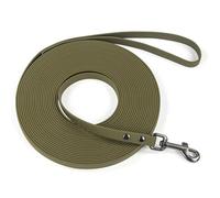 Correa Larga Entrenamiento Perro Impermeable - Cordón Educativo Anti-tirones con mosquetón 360° - Ideal para Paseos en Playa o montaña 15m Verde