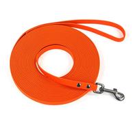 Correa Larga Entrenamiento Perro Impermeable - Cordón Educativo Anti-tirones con mosquetón 360° - Ideal para Paseos en Playa o montaña 20m Naranja