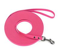 Correa Larga Entrenamiento Perro Impermeable - Cordón Educativo Anti-tirones con mosquetón 360° - Ideal para Paseos en Playa o montaña 30m Rosa