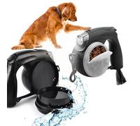 Correa LED para perro enrollador de 4 m, perros de hasta 35 kg, perfeccionado ergonómico y moderno, depósito de agua, copa de comida y bolsa de excremento negro