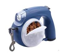 Correa LED para perro enrollador de 4 m, perros de hasta 35 kg, perfeccionado ergonómico y moderno, depósito de agua, copa de comida y bolsa de excremento (azul)