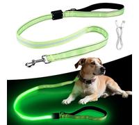 Correa LED para perros, correa LED para perros, recargable por USB, impermeable, reflectante, 120 cm, ajustable, correa iluminada para paseos nocturnos, perros grandes y medianos (verde)