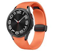 Correa magnética de cuero para Samsung Galaxy Watch 6/5/4 40mm 44mm/6 Classic 43 47mm/5 Pro 45mm/4 Classic 42 46mm/Active 2，20mm Seamless D-Buckle Hybrid Eco-Leather Correa deportiva de silicona suave