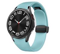 Correa magnética de cuero para Samsung Galaxy Watch 6/5/4 40mm 44mm/6 Classic 43 47mm/5 Pro 45mm/4 Classic 42 46mm/Active 2，20mm Seamless D-Buckle Hybrid Eco-Leather Correa deportiva de silicona suave