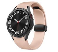 Correa magnética de cuero para Samsung Galaxy Watch 6/5/4 40mm 44mm/6 Classic 43 47mm/5 Pro 45mm/4 Classic 42 46mm/Active 2，20mm Seamless D-Buckle Hybrid Eco-Leather Correa deportiva de silicona suave
