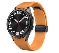 Correa magnética de cuero para Samsung Galaxy Watch 6/5/4 40mm 44mm/6 Classic 43 47mm/5 Pro 45mm/4 Classic 42 46mm/Active 2，20mm Seamless D-Buckle Hybrid Eco-Leather Correa deportiva de silicona suave