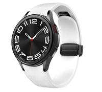 Correa magnética de cuero para Samsung Galaxy Watch 6/5/4 40mm 44mm/6 Classic 43 47mm/5 Pro 45mm/4 Classic 42 46mm/Active 2，20mm Seamless D-Buckle Hybrid Eco-Leather Correa deportiva de silicona suave