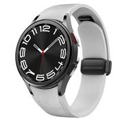 Correa magnética de cuero para Samsung Galaxy Watch 6/5/4 40mm 44mm/6 Classic 43 47mm/5 Pro 45mm/4 Classic 42 46mm/Active 2，20mm Seamless D-Buckle Hybrid Eco-Leather Correa deportiva de silicona suave