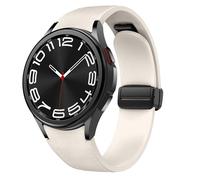 Correa magnética de cuero para Samsung Galaxy Watch 6/5/4 40mm 44mm/6 Classic 43 47mm/5 Pro 45mm/4 Classic 42 46mm/Active 2，20mm Seamless D-Buckle Hybrid Eco-Leather Correa deportiva de silicona suave